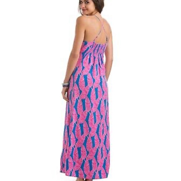 Vineyard Vines Pink and Blue Palm Print Maxi Dress - Picture 3 of 7